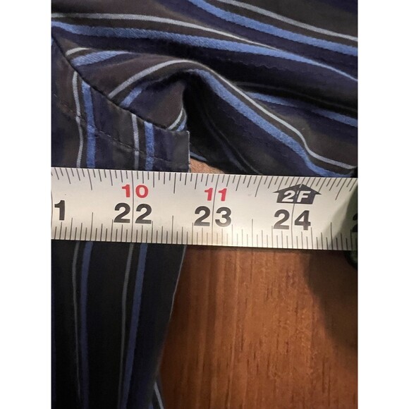 Bugatchi Uomo XL Shirt Blue Stripe Flip Cuff Modern Dress Shirt Long Sleeve‎ - Picture 6 of 7